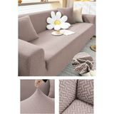 Faiend Jakarlı Likrali Esnek 3 Kişilik Koltuk Kılıfı Streç Lastikli Çekyat Kanepe Örtüsü Tuğla Desen Antrasit - 180 x 230 cm - Açık Vizon