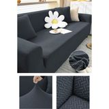 Faiend Jakarlı Likrali esnek 3 kişilik koltuk kılıfı streç lastikli çekyat kanepe örtüsü Tuğla desen Antrasit - 180 x 230 cm