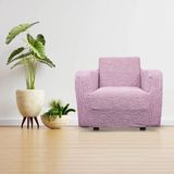 Faiend Jakarlı Tek Kişilik Lastikli Koltuk Kılıfı Çekyat Koltuk Örtüsü Streç Esnek kanepe kılıfı Düz Desen Pembe - 100 x 130 cm