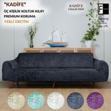 Faiend Kadife 3 Kişilik Koltuk Örtüsü Lastikli Kanepe Örtüsü Antrasit | Lastikli Koltuk Örtüsü | Koltuk Kılıfı - 180 x 225 cm