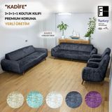 Faiend Kadife 3+3+1+1 Koltuk Örtüsü Takımı Lastikli Kanepe Örtüsü Antrasit | Lastikli Koltuk Örtüsü | Koltuk Kılıfı - 180 x 230 cm
