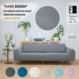 Faiend Koyu-Gri Likrali Esnek 3 Kişilik Koltuk Örtüsü Streç Lastikli Çekyat kanepe kılıfı Modern Koltuk Kılıfı - Koyu Gri - 180 x 225 cm