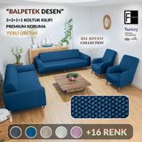 Faiend Petrol-mavi Koltuk Kılıfı lastikli balpetek kanepe Takımı Çekyat Örtüsü 3+3+1+1 Tam kaplama kılıf koltuk örtüsü - Petrol Mavisi - 180 x 230 cm