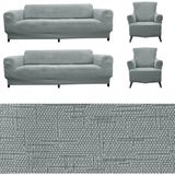 Faiend Streç Lastikli Esnek Yıkanabilir Pamuklu Yıldız Desen 3+3+1+1 Jakarlı Koltuk Örtüsü Koltuk Kılıfı - 185 x 230 cm - Gri