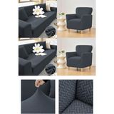 Faiend Streç Lastikli Yıkanabilir Pamuklu 3+3+1+1 Tuğla Desen Jakarlı Koltuk Örtüsü Takımı Koltuk Kılıfı - Antrasit - 230 x 180 cm
