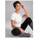 Faik Sönmez 00002 Beyaz Yuvarlak Yaka Kısa Kol Kadın T-shirt