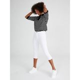 Faik Sönmez 00078 Beyaz Slim Fit Coton Parça Boya Kadın Capri