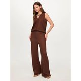 Faik Sönmez Beli Lastikli Triko Görünümlü Wide Leg Fit Pantolon S26PNT032 - Kahve