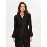 Faik Sönmez Kendinden Dokulu Kimono Ceket S26KMN003 - Siyah