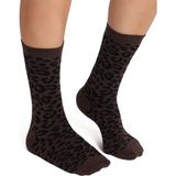 Faik Sönmez Leopar Jakarlı Soket Çorap W27CRP003 - Standart - Kahverengi