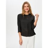 Faik Sönmez Saten Garnili 3/4 Kol Yuvarlak Yaka Şık Bluz S26BLZ040 - Siyah - 2XL