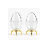 FAIR HOME 2'li Gold Metal Ayaklı Cam Yumurta Şeklinde Çok Amaçlı Dekoratif Kutu Seti