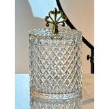 Fair Home İnci Desen Gold Metal Kulplu Tekli Kapaklı Büyük Boy Cam Kavanoz - 1500 ml. - Şeffaf