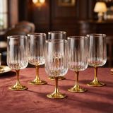 Fair Home Nova Gold Metal Ayaklı Cam Kahve Yanı Bardak Seti - 6 x 135 Ml. - Siyah - Gold