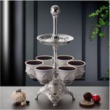 Fair Home Türk Kahvesi Fincan Takımı Askılıklı Metal Gümüş – Mirra Model - 80 ml