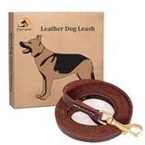 FAIRWIN Kahverengi 6FT/ 5FT Hakiki Deri Köpek Tasma Uçları Halat Büyük/ Orta/ Küçük Köpekler Eğitim/ Yürüyüş (3/8" x 5 Ayak, Kahverengi)