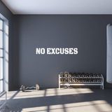 Fairwinds Designs Ekstra Büyük Spor Salonu Duvar Çıkartması | No Excuses Inspirational Duvar Çıkartması Alıntı | 4 Feet Uzunluk | Büyük Sanat Dekorasyonu | Ev Spor Salonu için Büyük Vinil Harf Motivasyon | Egzersiz Fitness Egzersiz İşareti (Beyaz)