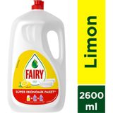 Fairy 2600 ml Sıvı Bulaşık Deterjanı Süper Ekonomik Paket Limon K