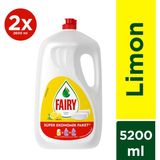 Fairy 2600 ml Sıvı Bulaşık Deterjanı Süper Ekonomik Paket Limon Kokulu 2'li Paket - 5,2 lt