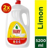 Fairy 5200 ml (2 x 2600 Ml) Limon Sıvı Bulaşık Deterjanı - 1 kg