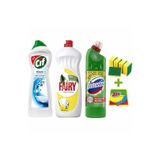 Fairy BULAŞIK DETERJANI CİF 500ML DOMESTOS + 5Lİ SÜNGER 3LÜ BEZ