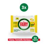 Fairy Çok Amaçlı Yüzey Temizlik Havlusu 10 Yaprak 3 Adet | Limon Yağlı | Beyaz Sirke & Karbonat
