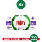 Fairy Çok Amaçlı Yüzey Temizlik Havlusu 100 Yaprak 3 Adet | Lavanta Yağlı | Beyaz Sirke Karbonat - Mor