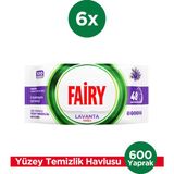 Fairy Çok Amaçlı Yüzey Temizlik Havlusu 100 Yaprak 6 Adet | Lavanta Yağlı | Beyaz Sirke Karbonat - Mor