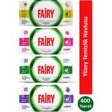 Fairy Çok Amaçlı Yüzey Temizlik Havlusu 100 Yaprak x 4 Adet (Lavanta, Power Wipes, Limon, Lilyum Çiçeği) Tek Ebat - Beyaz
