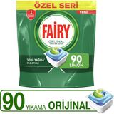 Fairy Orijinal 90 Adet Bulaşık Makinesi Deterjanı Tableti Limonlu Form ile Etkili Yıkama