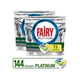 Fairy Platinum 72 x 2 Tablet Limon Kokulu Bulaşık Makinesi Deterjanı Kapsülü 72 Paket 2'li