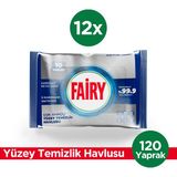 Fairy Platinum Antibakteriyel Yüzey Temizlik Havlusu 10 Yaprak 12 Adet | Beyaz Sirke & Karbonat