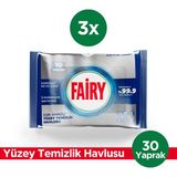 Fairy Platinum Antibakteriyel Yüzey Temizlik Havlusu 10 Yaprak 3 Adet | Beyaz Sirke & Karbonat