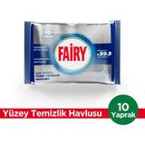 Fairy Platinum Antibakteriyel Yüzey Temizlik Havlusu 10 Yaprak | Beyaz Sirke & Karbonat