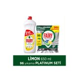 Fairy Platinum Bulaşık Makinesi Deterjanı Kapsülü/Tableti 96 Yıkama & Sıvı Bulaşık Deterjanı 650 ml