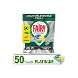 Fairy Platinum Hepsi Bir Arada Bulaşık Makinesi Tabletleri Limon, 50 Tablet