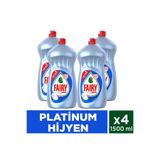 Fairy Platinum Hijyen Sıvı Bulaşık Deterjanı 1500 ml Limon Kokulu x 4 Adet