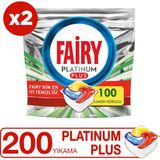 Fairy Platinum Plus 200 Yıkama Limon Kokulu Bulaşık Makinesi Deterjanı Kapsülü 100 x 2 Tablet