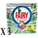 Fairy Platinum Plus 40 Yıkama Bulaşık Makinesi Deterjanı Kapsülü x 3 Adet