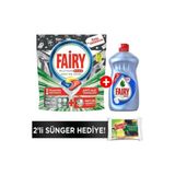 Fairy Platinum Plus 75 Yıkama Bulaşık Makinesi Kapsülü + 500 Ml Sıvı Hijyen + Sünger