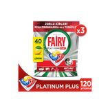 Fairy Platinum Plus Bulaşık Makinesi Deterjanı Kapsülü/Tableti 40 Yıkama Limon Kokulu X 3 Adet