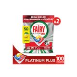 Fairy Platinum Plus Bulaşık Makinesi Deterjanı Kapsülü/Tableti 50 Yıkama Limon Kokulu x 2 Adet
