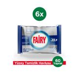 Fairy Platinum Yüzey Temizlik Havlusu 10 Yaprak 6 Adet | Beyaz Sirke & Karbonat