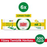 Fairy Power Wipes Mop Uyumlu Yer Temizlik Havlusu 50 Yaprak |Limon Yağlı | 6 Adet