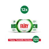 Fairy Power Wipes Yüzey Temizleme Mendili 100 Yaprak 12 Adet | Beyaz Sabun | Beyaz Sirke & Karbonat
