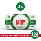Fairy Power Wipes Yüzey Temizleme Mendili 100 Yaprak 3 Adet | Beyaz Sabun | Beyaz Sirke & Karbonat