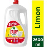 Fairy Süper Ekonomik Paket Sıvı Bulaşık Deterjanı 2600 ml Limon Kokulu - 2,6 lt