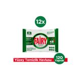 Fairy Yüzey Temizleme Mendili Beyaz Sabun 10 Yaprak 12 Adet | Beyaz Sirke Karbonat