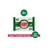 Fairy Yüzey Temizleme Mendili Beyaz Sabun 10 Yaprak 3 Adet | Beyaz Sirke Karbonat