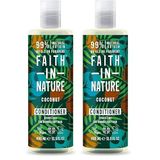 FAITH IN NATURE Coconut /%99 Doğal İçerikli Saç Bakım Kremi-Nemlendirici Hindistan Cevizi Normal&Kuruya Dönük Saçlar İçin (2 paketi)